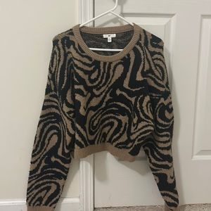 Brown and black swirl cropped sweater